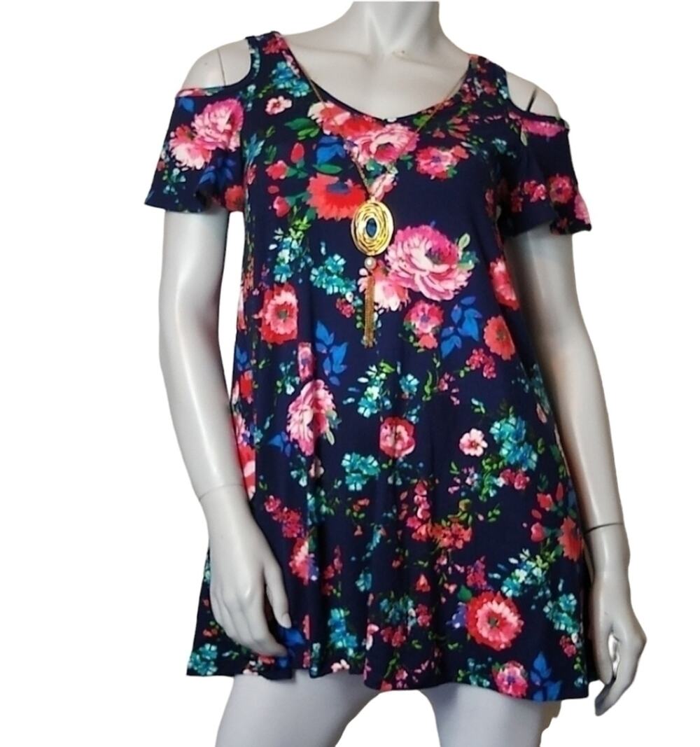 French Atmosphere SZ Small Top Floral Cold Shoulder Detachable Stretch Necklace